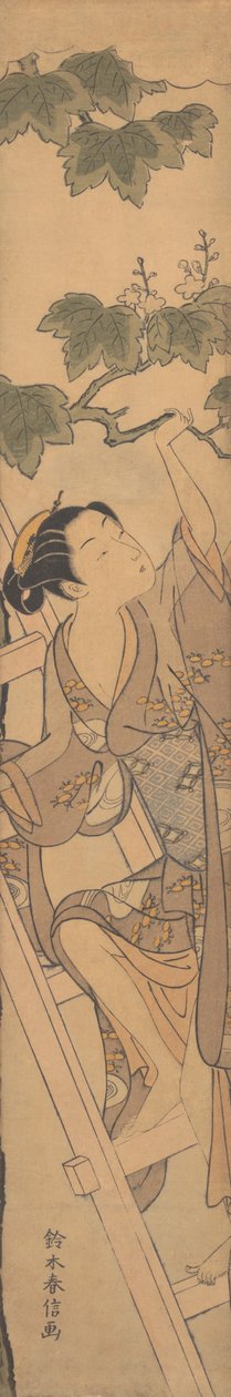 Jovem subindo uma escada, ca. 1768., c. 1768. de Suzuki Harunobu