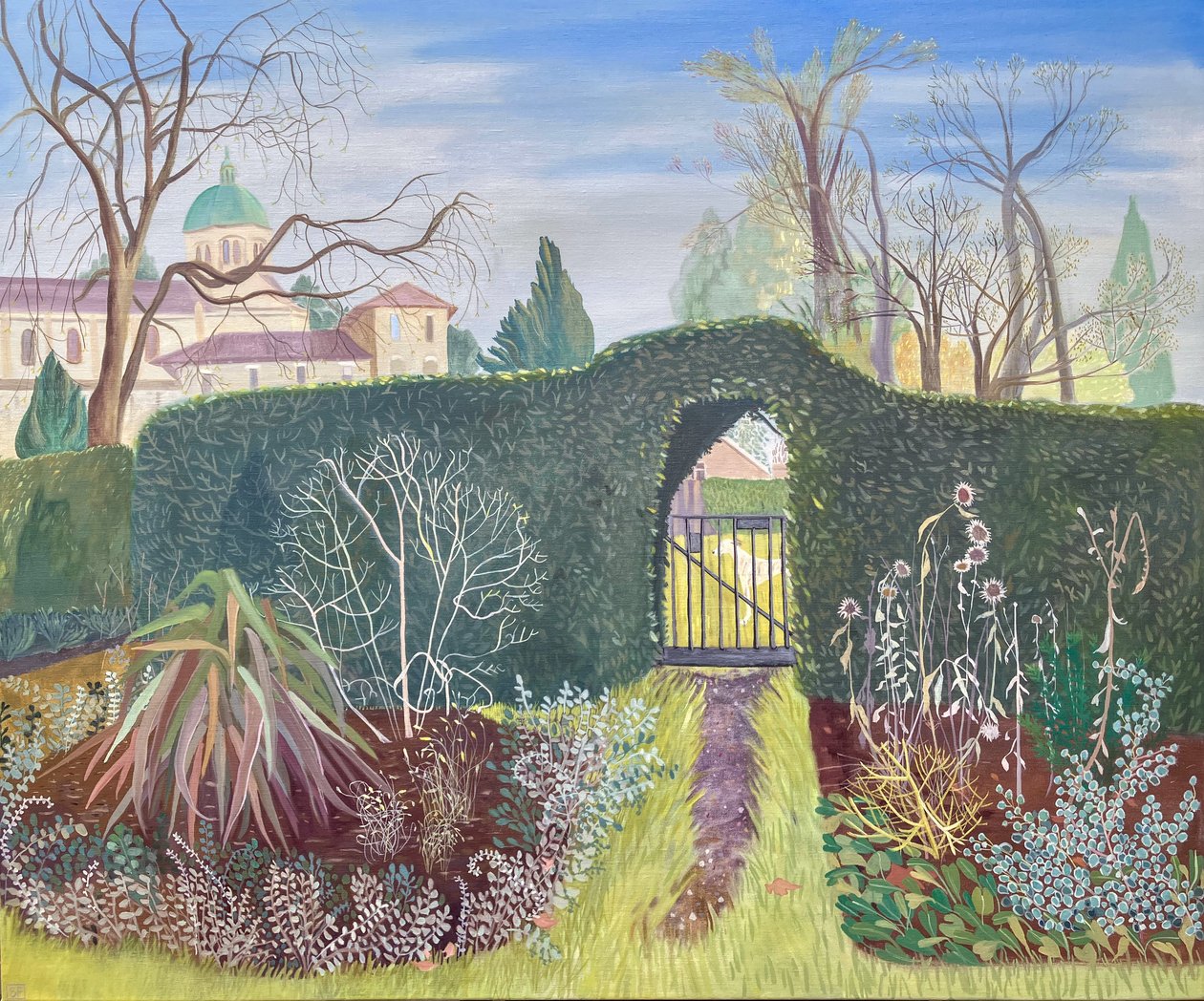 Entrada do jardim da cozinha, Waterlow Park, Highate, 2025 (óleo sobre linho) de Suzy Fasht