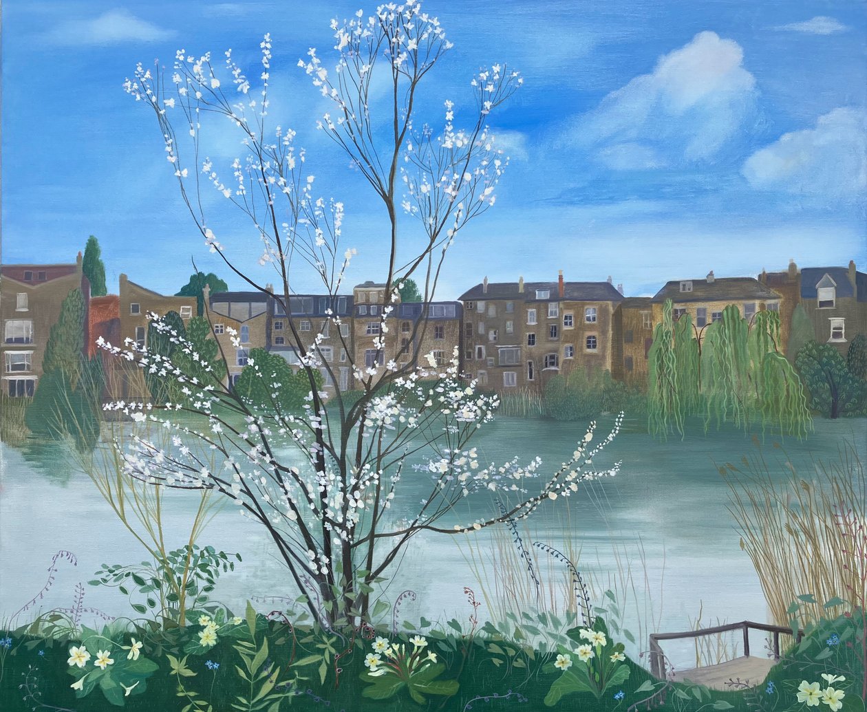 Pond No 1, Hampstead Heath, 2025 (óleo sobre linho) de Suzy Fasht