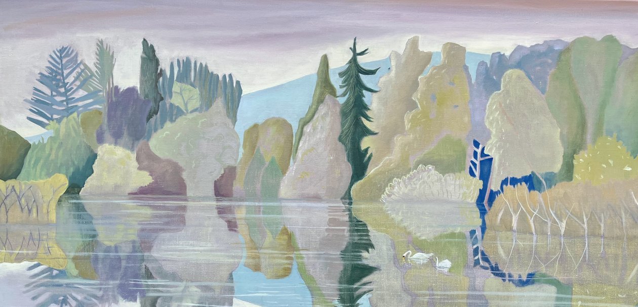 O Lago Tranquilo, 2024 (óleo sobre linho) de Suzy Fasht