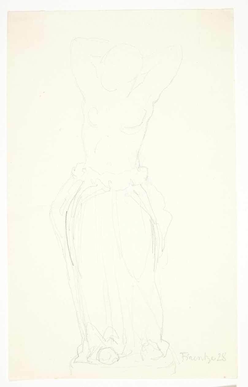 Desenho de estudo para a estatueta "Mulher arrumando o cabelo" de Svend Rathsack
