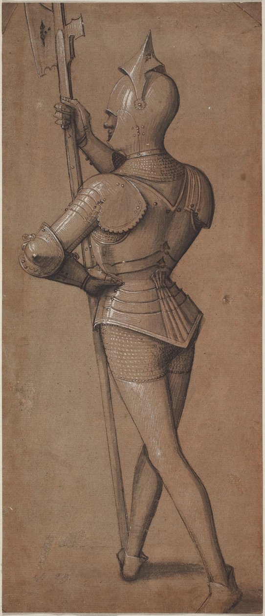 Cavaleiro de armadura, segurando uma alabarda de Swabian School