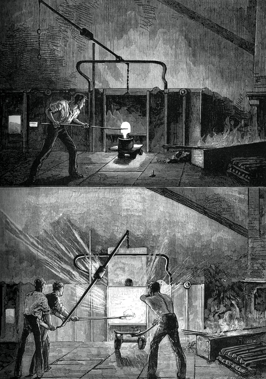 Puddlers no trabalho, c1880. de Swain