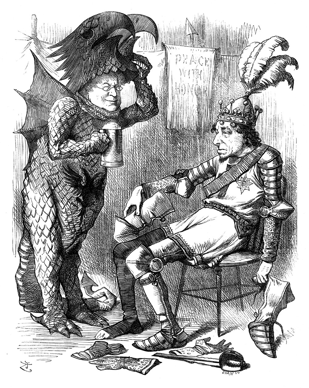 St George e o dragão após o desempenho, 1878. de Swain