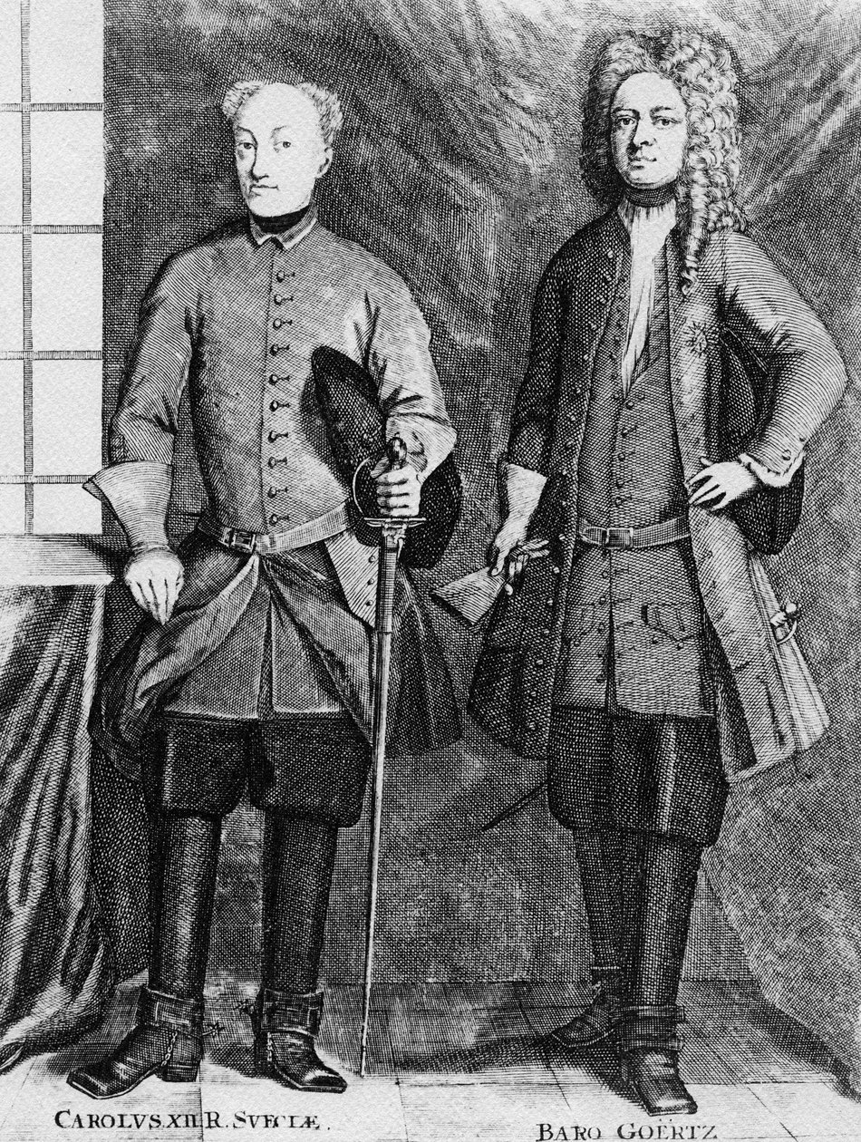 Charles XII da Suécia com seu assessor Baron Gortz de Swedish School