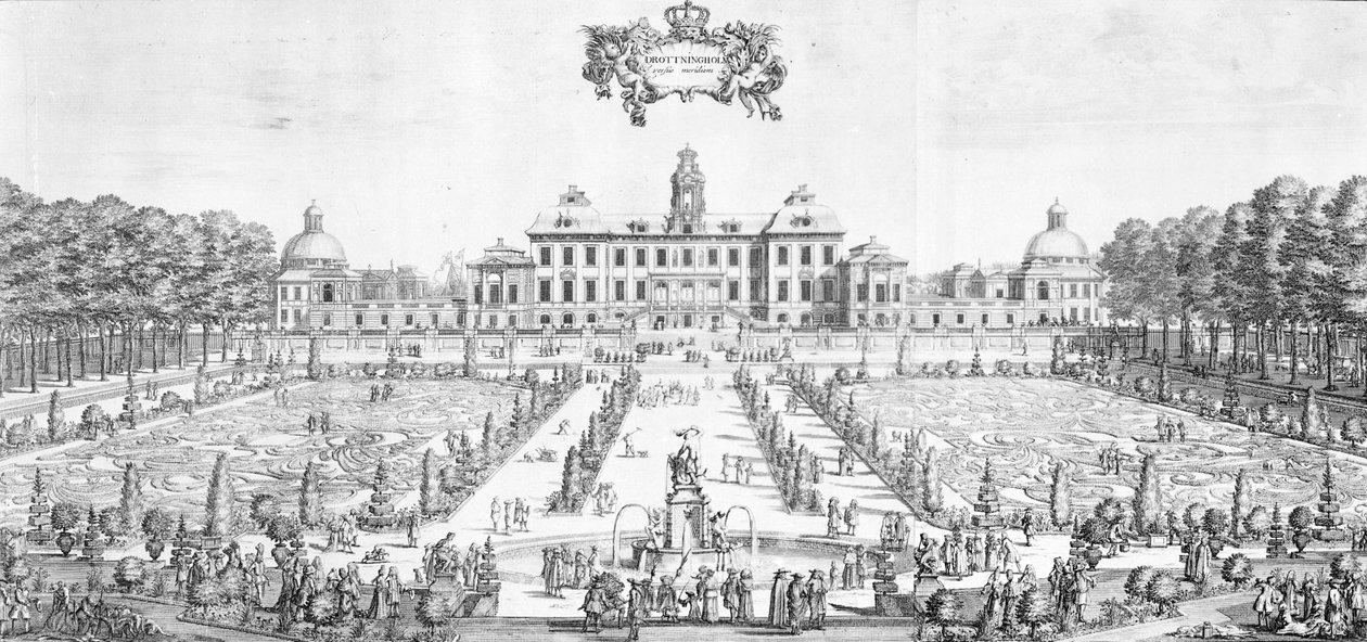 Vista do Palácio de Drottningholm, 1692 de Swedish School