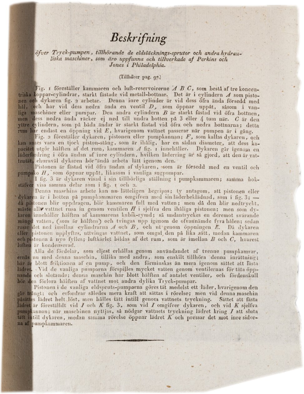 Descrição da tecnologia hidráulica na Filadélfia de Klinckowstroms Atlas dos Estados Unidos, 1824 (impressão) de Swedish School