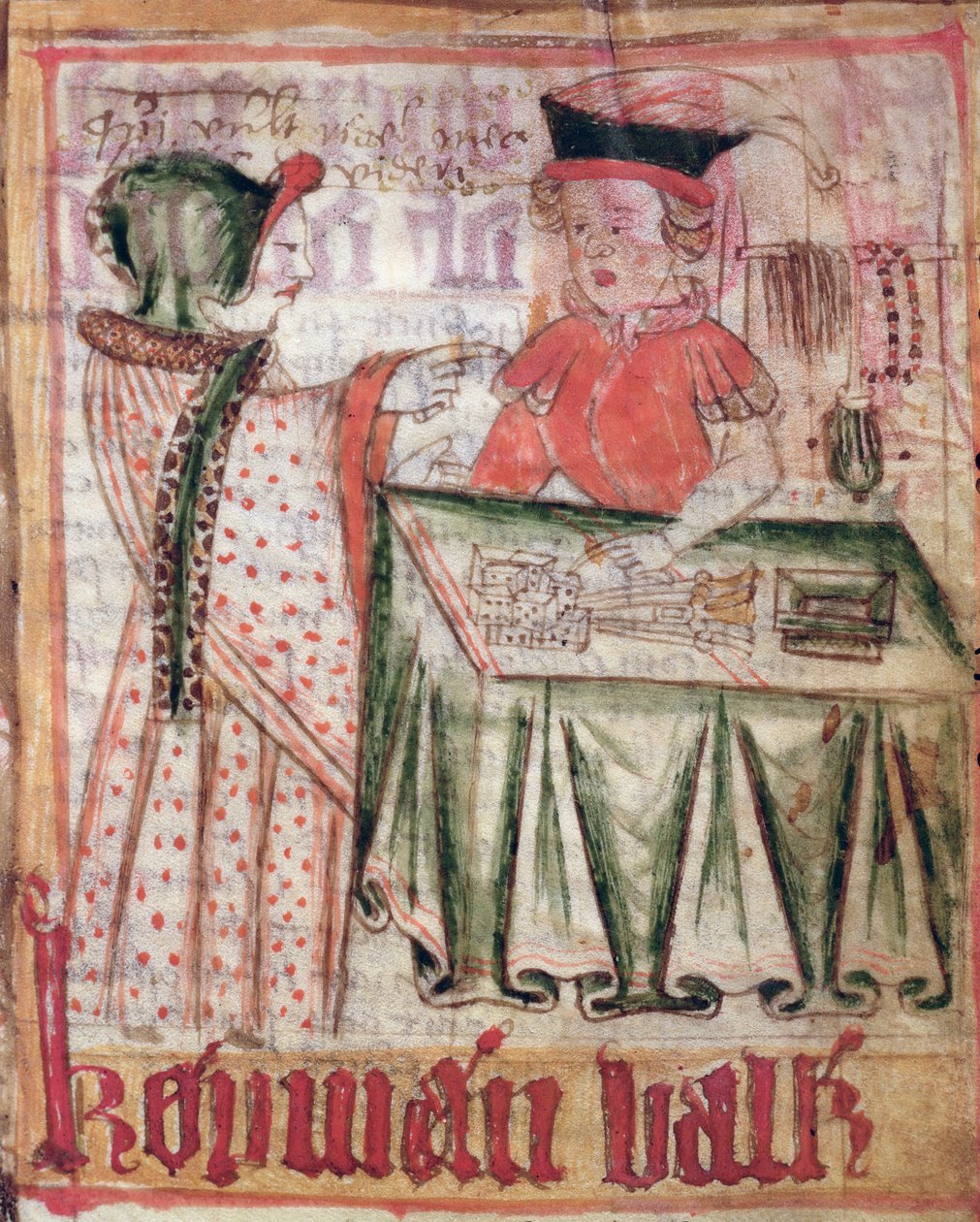 Interior de uma loja, dos códigos da lei nacional de Magnus Eriksson (1319-64) c.1450 de Swedish School
