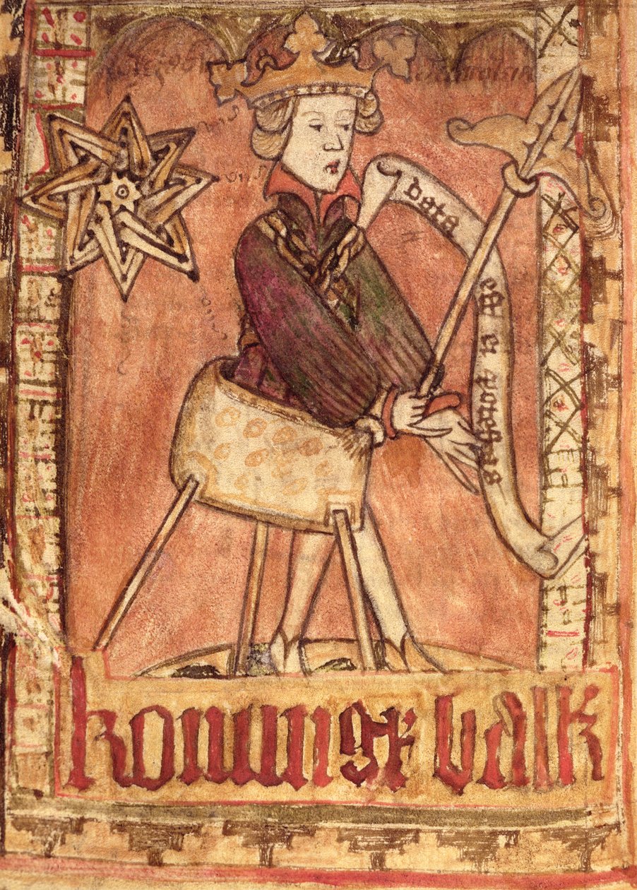 O Rei dispensando justiça, dos Códigos Nacionais da Lei de Magnus Eriksson (1319-64) c.1450 de Swedish School