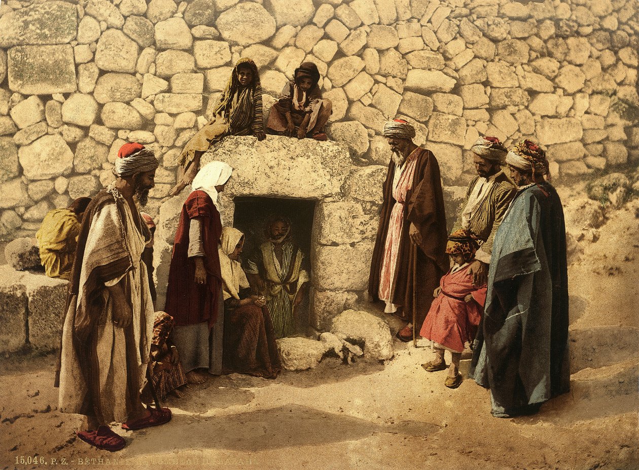 Túmulo de Lázaro (al-Azariyya) em Betânia, c.1880-1900 (photochrom) de Swiss Photographer