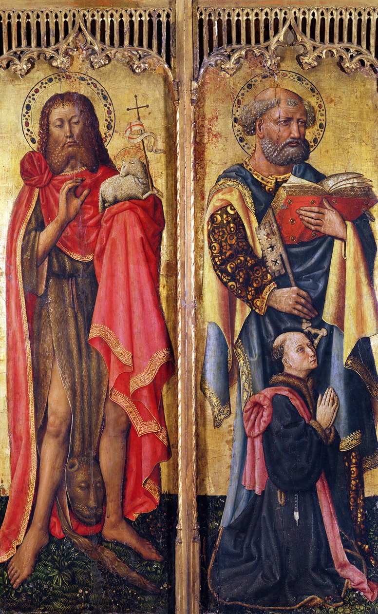 São João Batista e São Pedro, do Retábulo de Pierre Rup, c.1450 de Swiss School