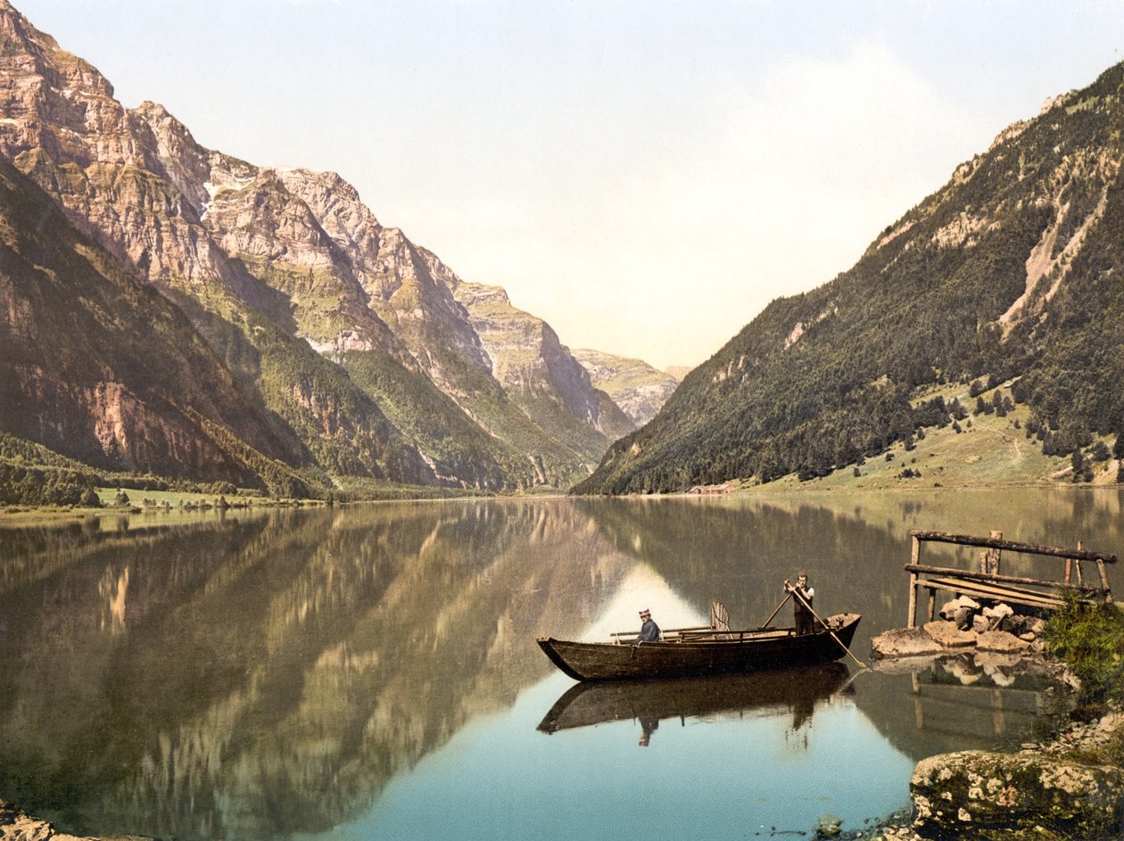 Klöntalersee, Glarus, Suíça, pub. c.1900 de Swiss Photographer