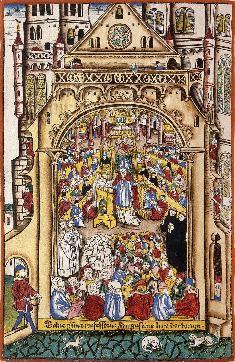 Um sermão de Santo Agostinho, c.1494-5 de Swiss School