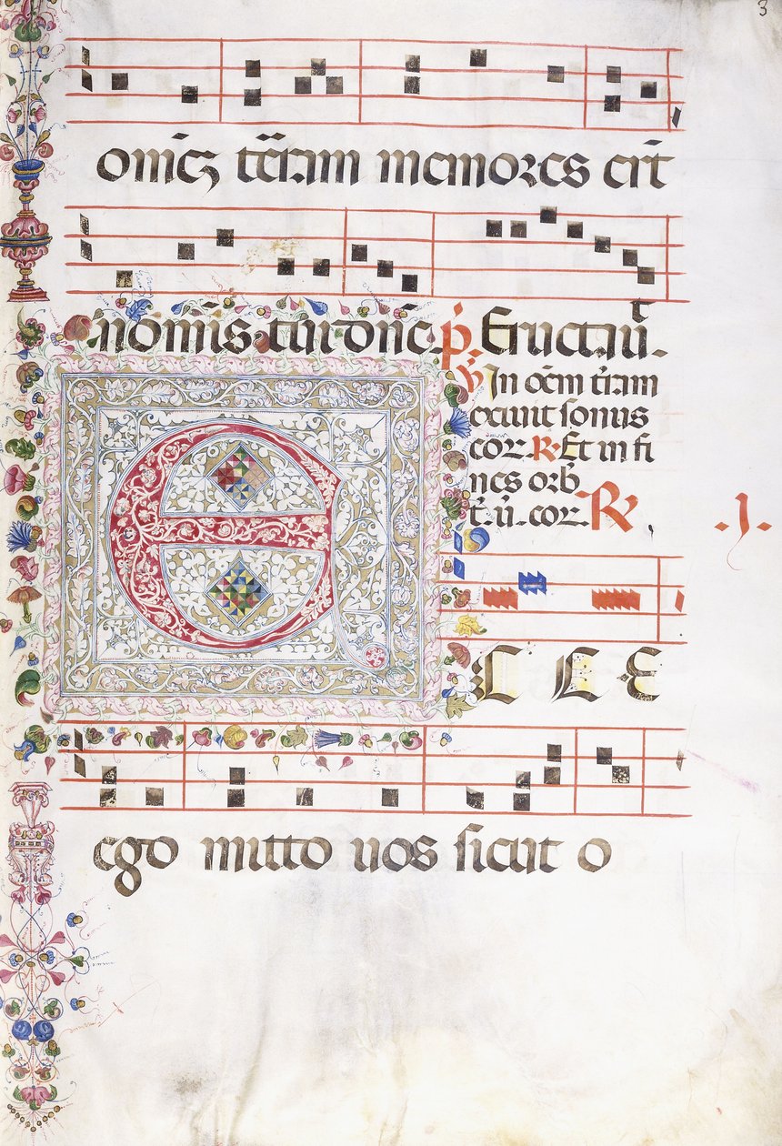 Uma grande inicial decorada "E", c.1500 de Swiss School