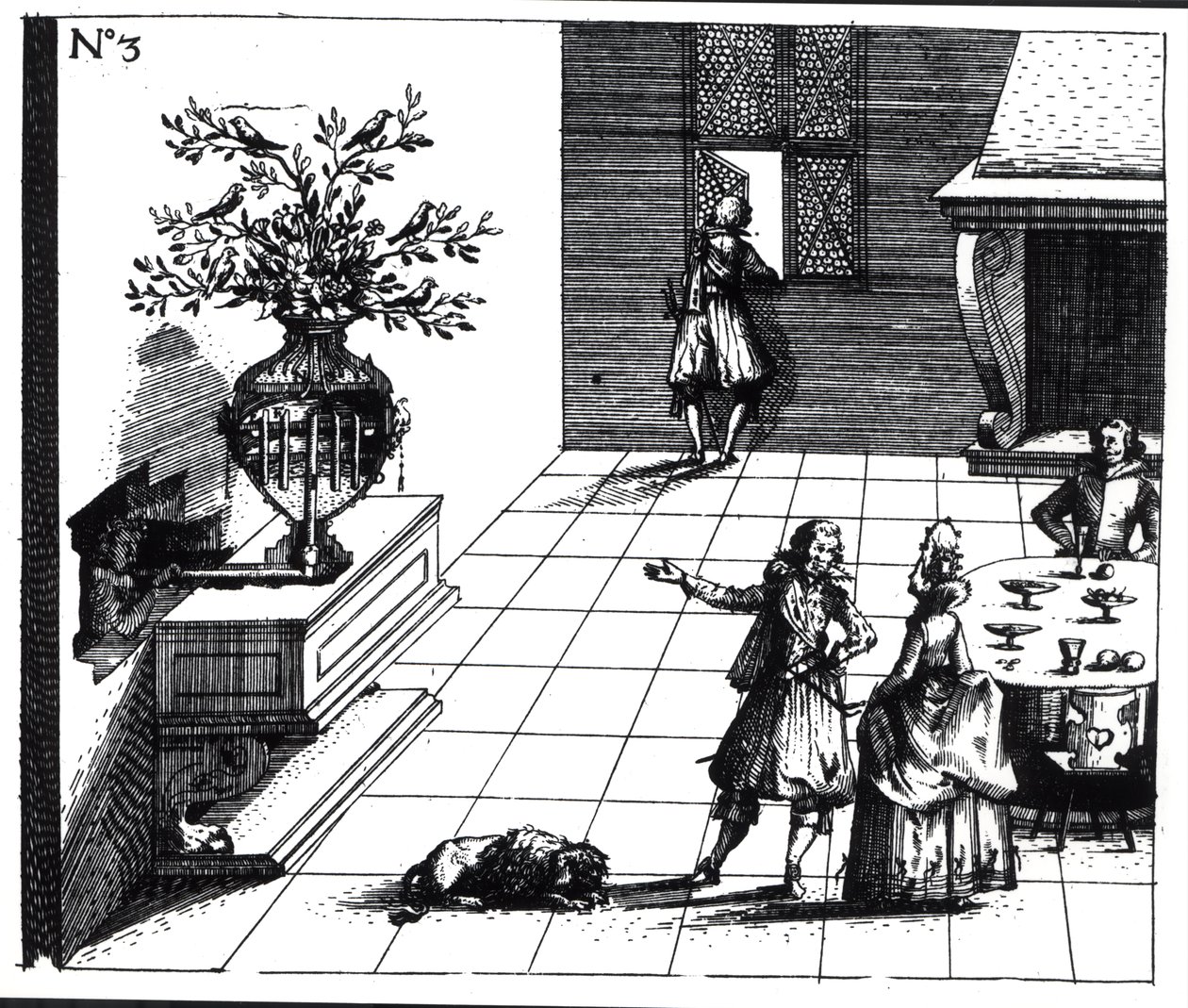 Árvore musical da canção do pássaro, publicada c.1670 de Swiss School