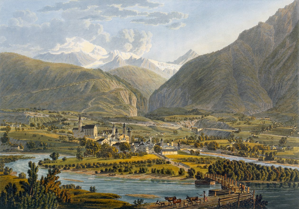 Brig no Ródano, Alpes Berneses, Suíça, 1819. de Swiss School