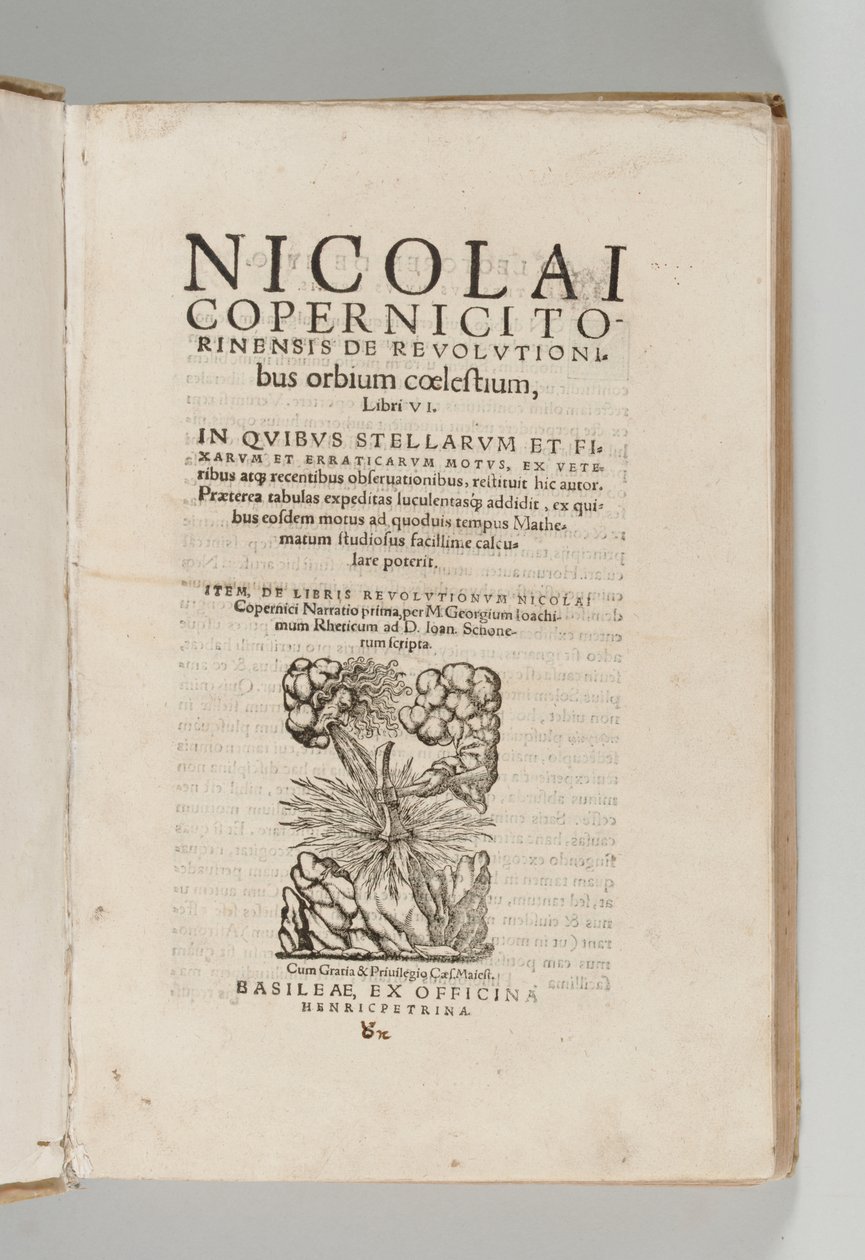 Por Nicolaus Copernicus (1473-1543) com as revoluções dos livros falantes de Nicolaus Copernicus, o primeiro por Johann Rheticus (1514-74), Basel: Thomas Peter de Swiss School