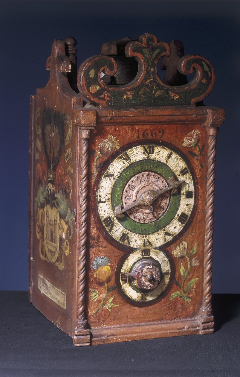 Despertador doméstico, 1669 (madeira) (ver também 8029) de Swiss School