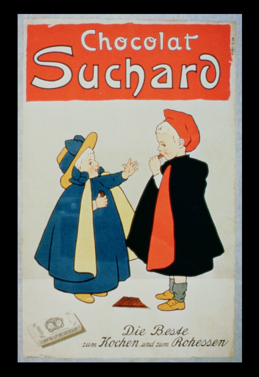 Cartaz publicitário Suchard Chocolate de Swiss School