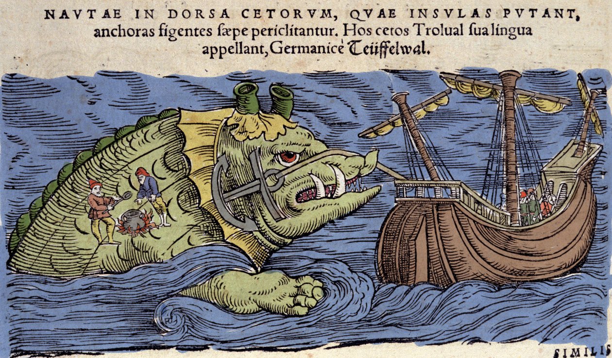 Monstro Marinho e Navio, ilustração de 