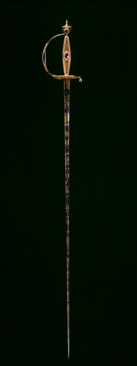 Small-Sword, c.1790-1800 (ouro com esmalte azul translúcido, etc., aço azul e dourado) de Swiss School
