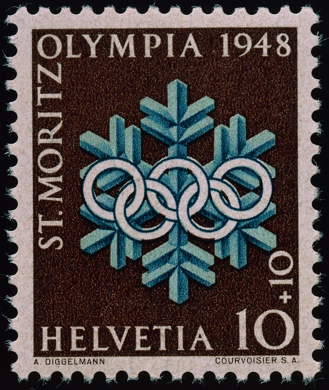 Selo comemorativo dos Jogos Olímpicos de inverno de 1948 de Swiss School