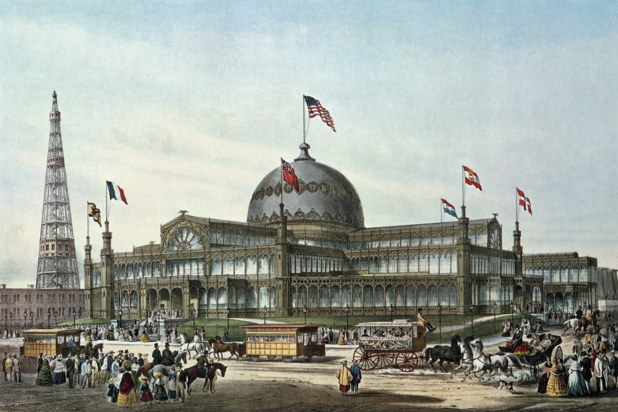New York Crystal Palace, construído para a Feira Mundial em 1853 de Sydney Currie