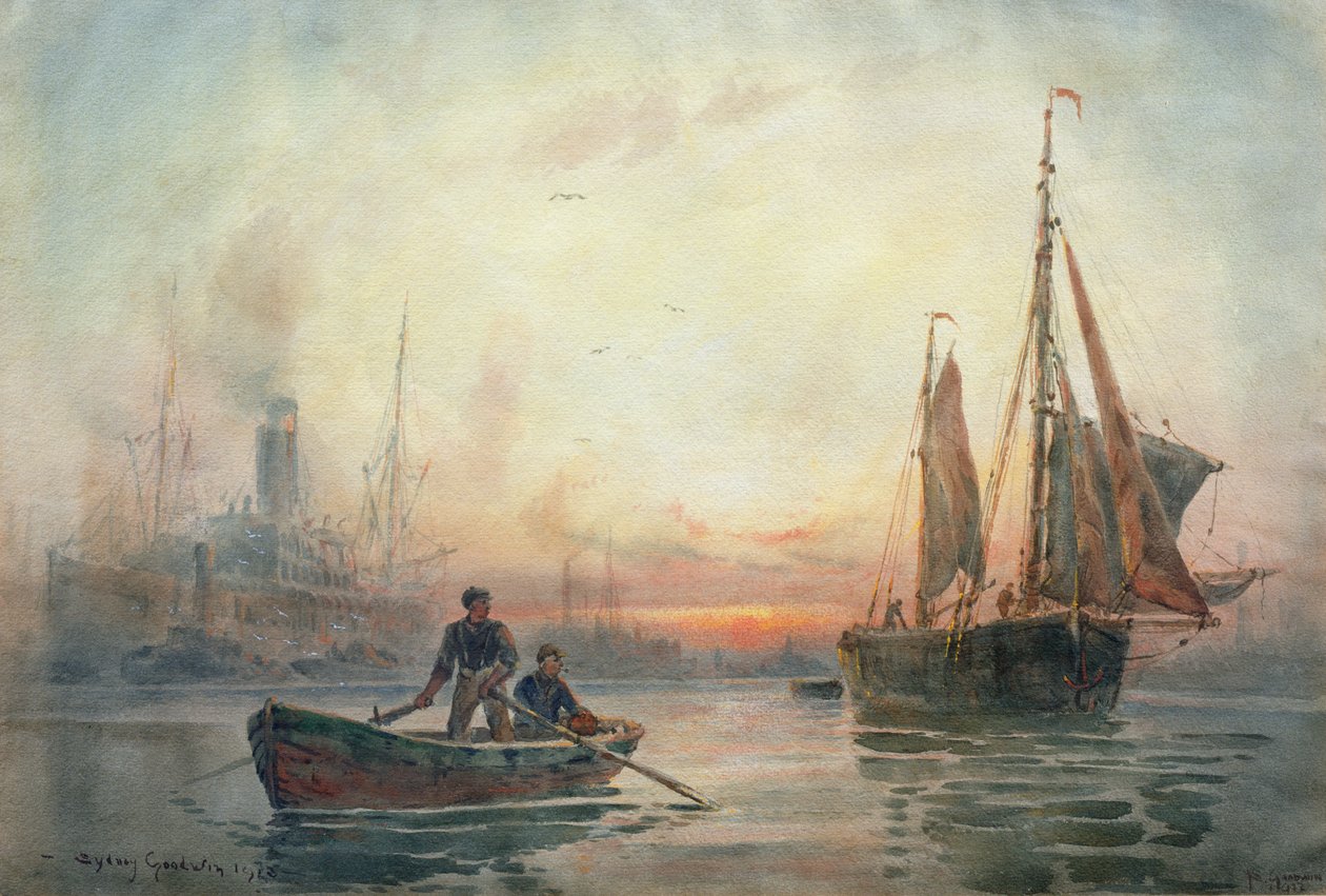 Pôr do sol na piscina de Londres, 1913 de Sydney Goodwin