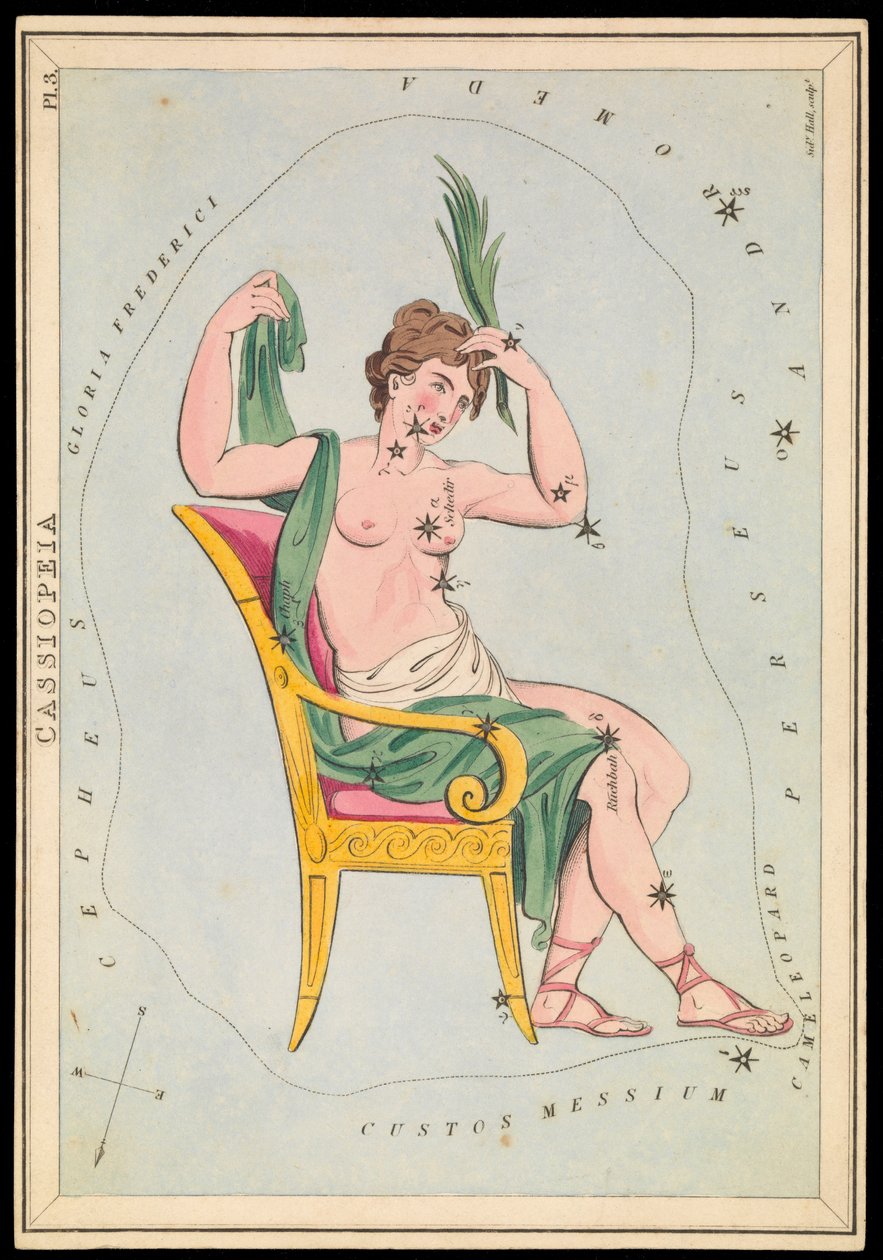 Cassiopeia, c.1825 (cartão, papel, tecido) de Sydney Hall