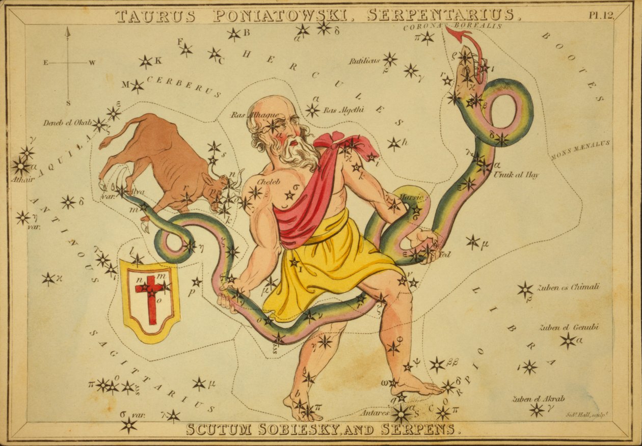 Taurus Poniatowski, Serpentarius, Scutum Sobiesky e Serpens, Ilustração de 