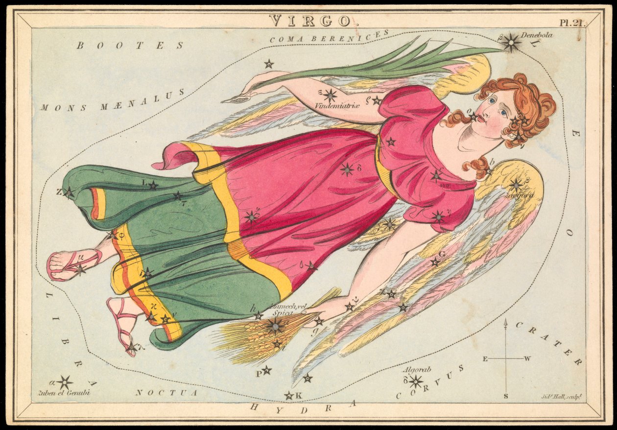Virgem, c.1825 (cartão, papel, tecido) de Sydney Hall