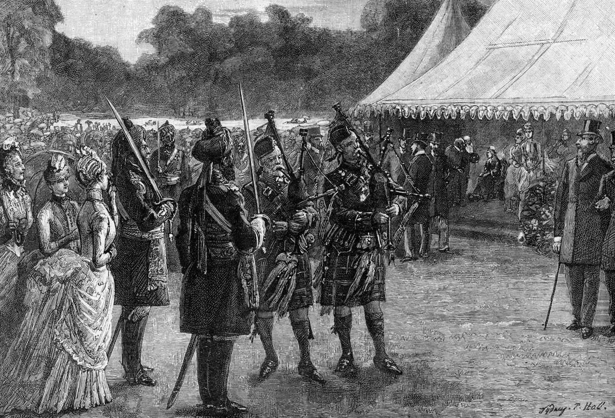A barraca real na festa de jardim do jubileu, Palácio de Buckingham, Londres, final do século XIX, 1900. de Sydney Prior Hall
