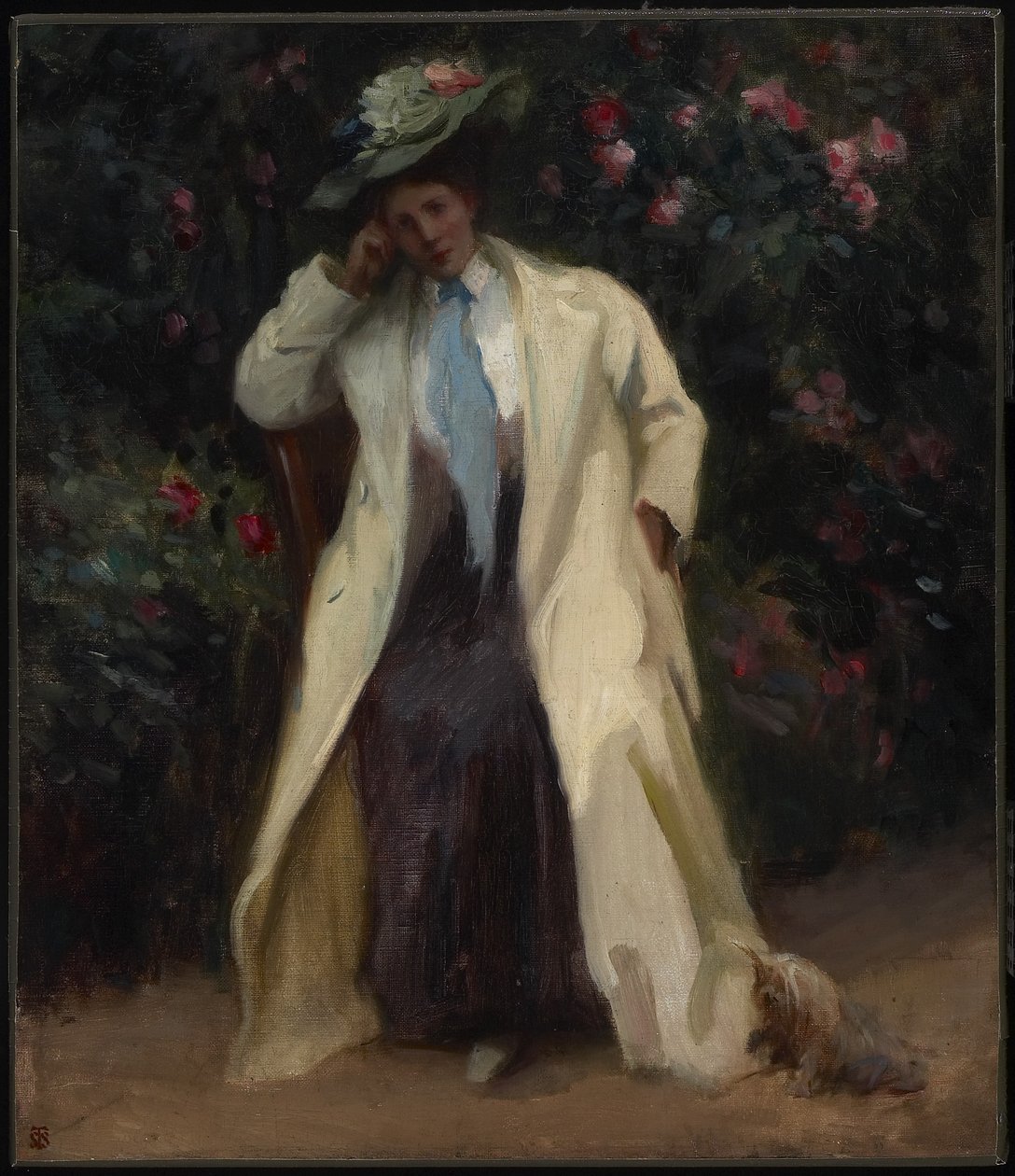 Senhora com um cão, c.1898 (óleo sobre tela) de Sydney Strickland Tully