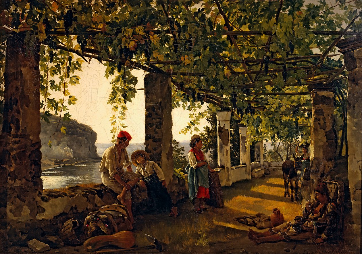 Varanda, entrelaçada, com, uvas de Sylvester Shchedrin