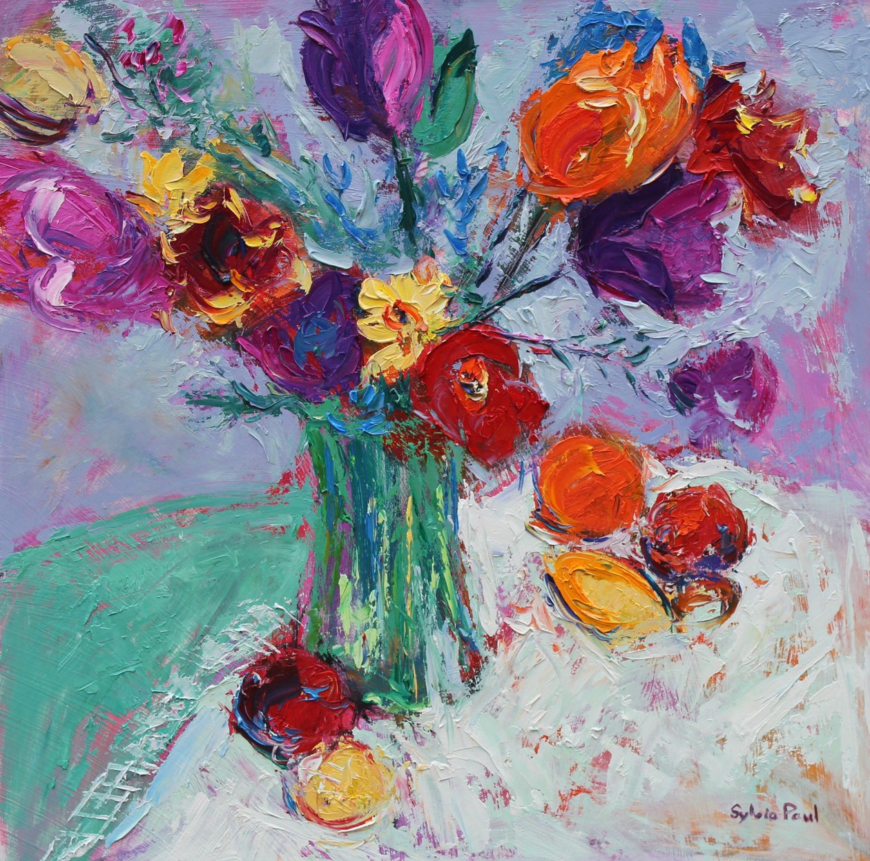 Tulipas e frutas de Sylvia Paul