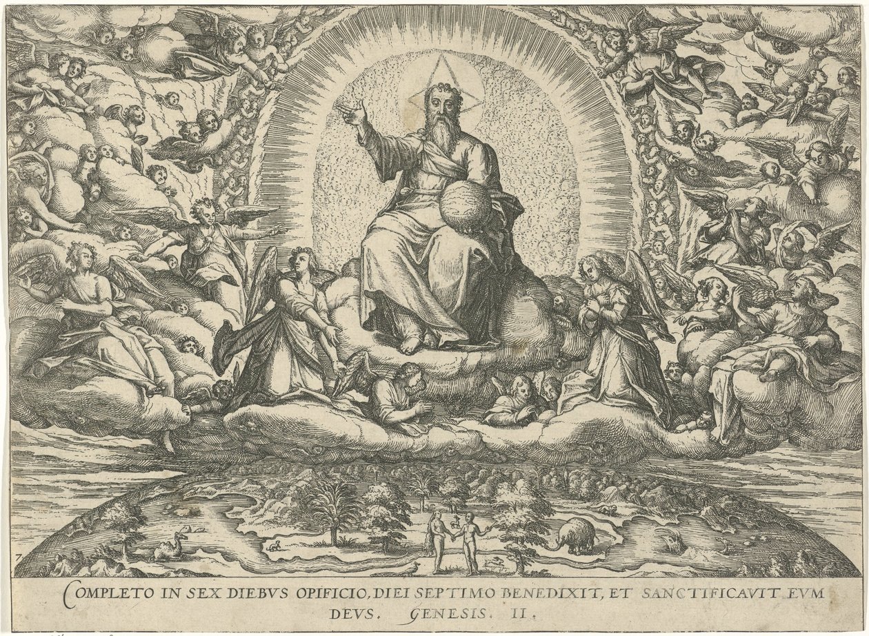 Deus descansa no sétimo dia
Figurae et imagines bibliiorum (título da série) de Symon Novelanus (attributed to)