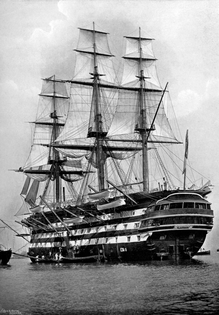 O navio de treinamento HMS St Vincent em Portsmouth, Hampshire, 1896 de Symonds and Co