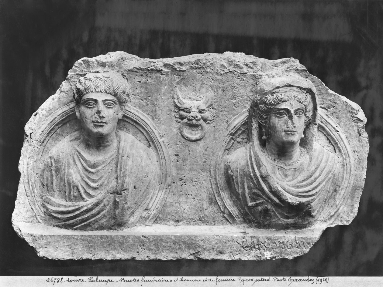 Relevo funerário de um casal, de Palmyra, Síria (mármore) de Syrian