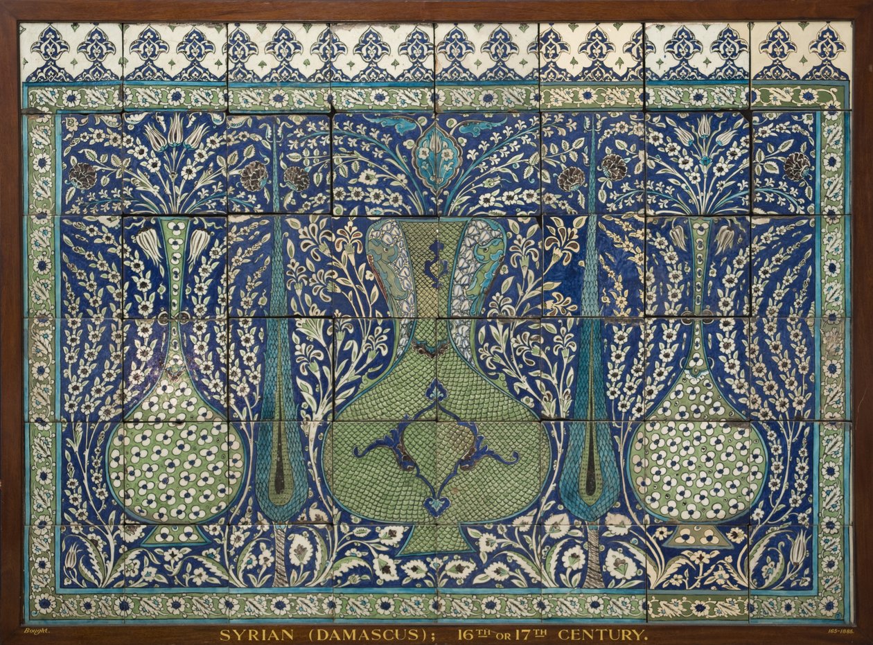 Conjunto de pasta de pedra, azulejos do século XVIII (cerâmica) de Syrian School