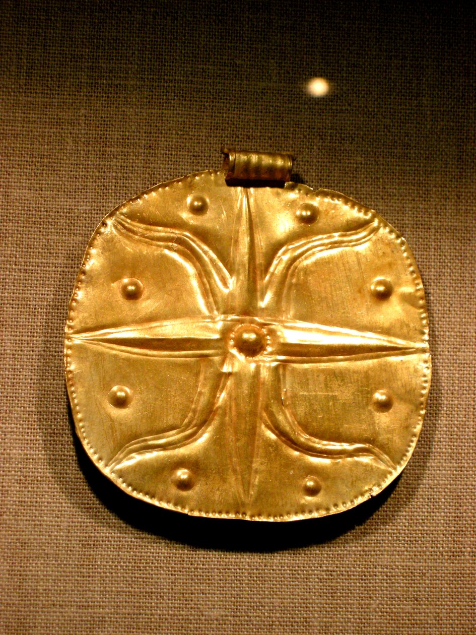 Pingente palestino-sírio de Canaã, c.1750 aC (ouro) de Syrian School