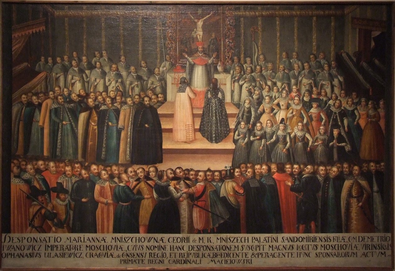 O noivado in absentia de Marina Mniszech e False Demetrius em Cracóvia, em 12 de Novembro de 1605, Earl de Szymon Boguszowicz