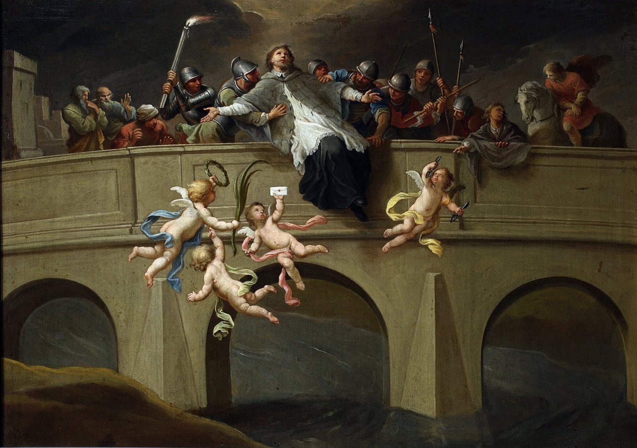 Le martyre de Jean Nepomucene (1345-1393) - Martyrdom de Saint John Nepomuk par Czechowicz, Szymon (1689-1775). Óleo sobre tela, tamanho : 61x86,5, c. 1750, Muzeum Narodowe, Varsóvia de Szymon Czechowicz
