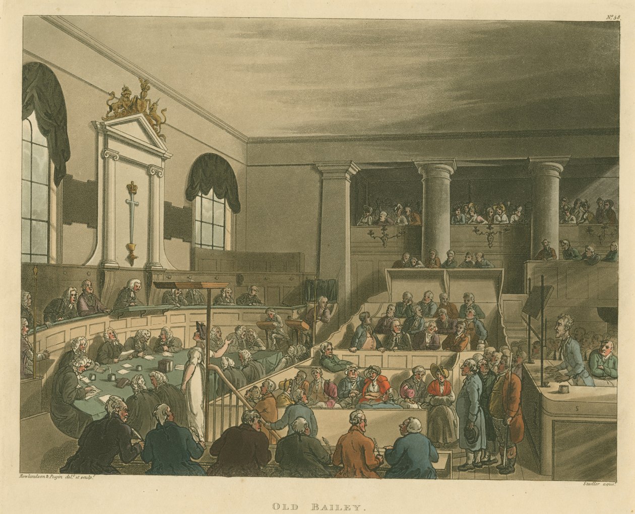 Old Bailey, 1809 (imagens) de Pugin and Rowlandson