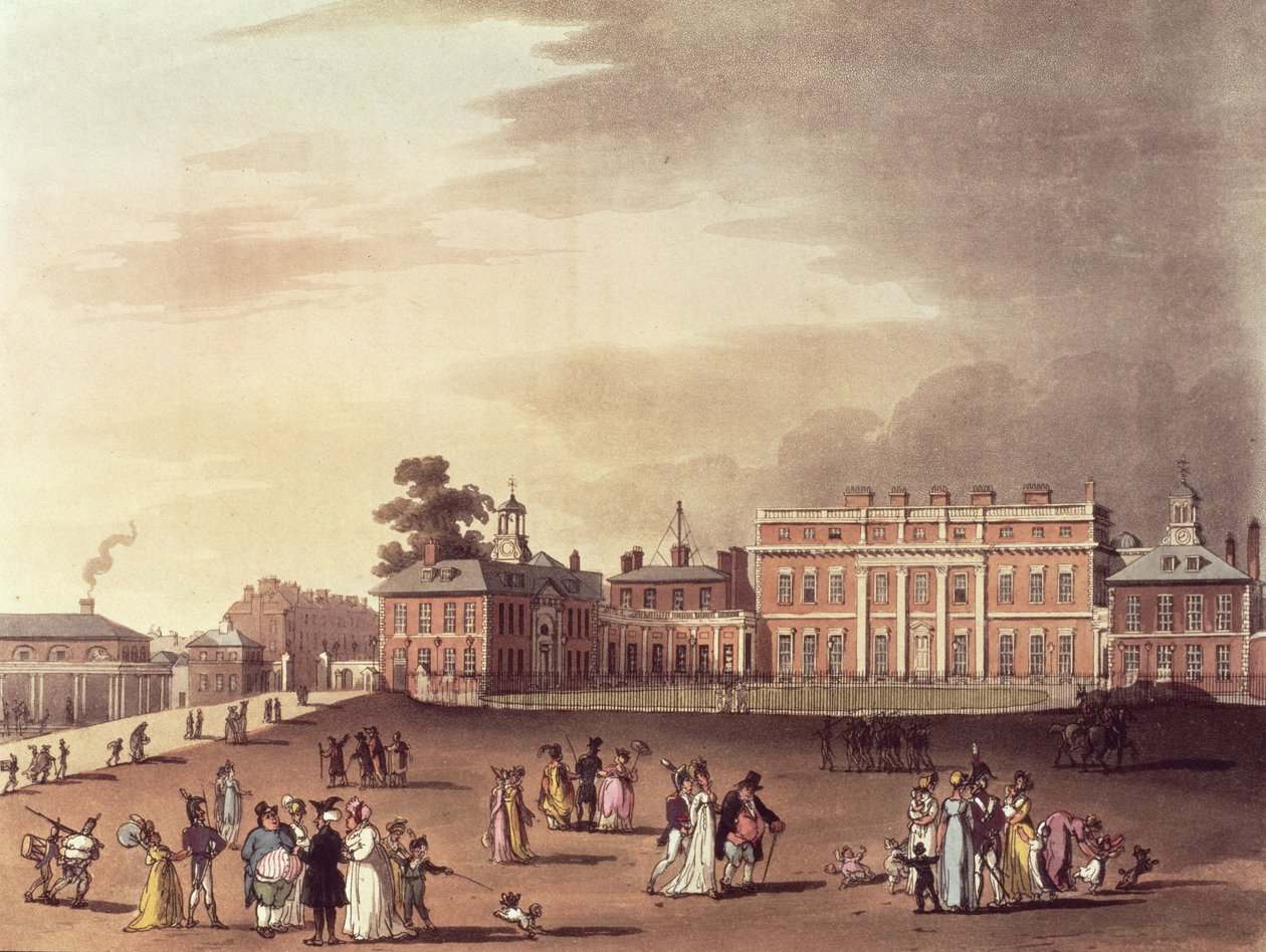 Palácio da Rainha, St. James&39;s Park, do Microcosmo de Londres de Ackermann de Pugin and Rowlandson