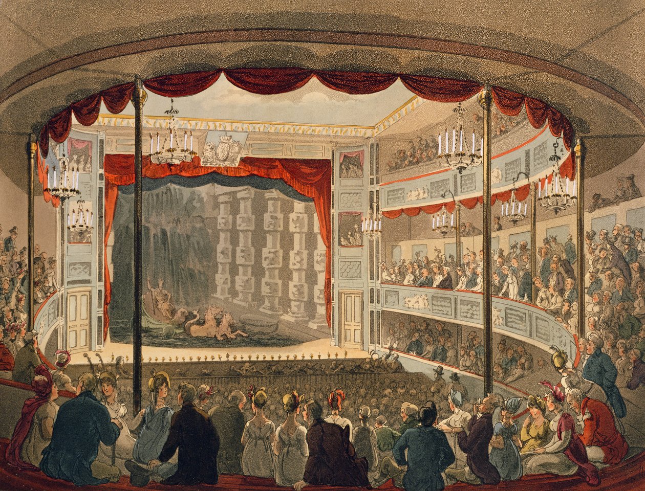 Sadlers Wells Theatre do Microcosmo de Londres de Ackermann de Pugin and Rowlandson