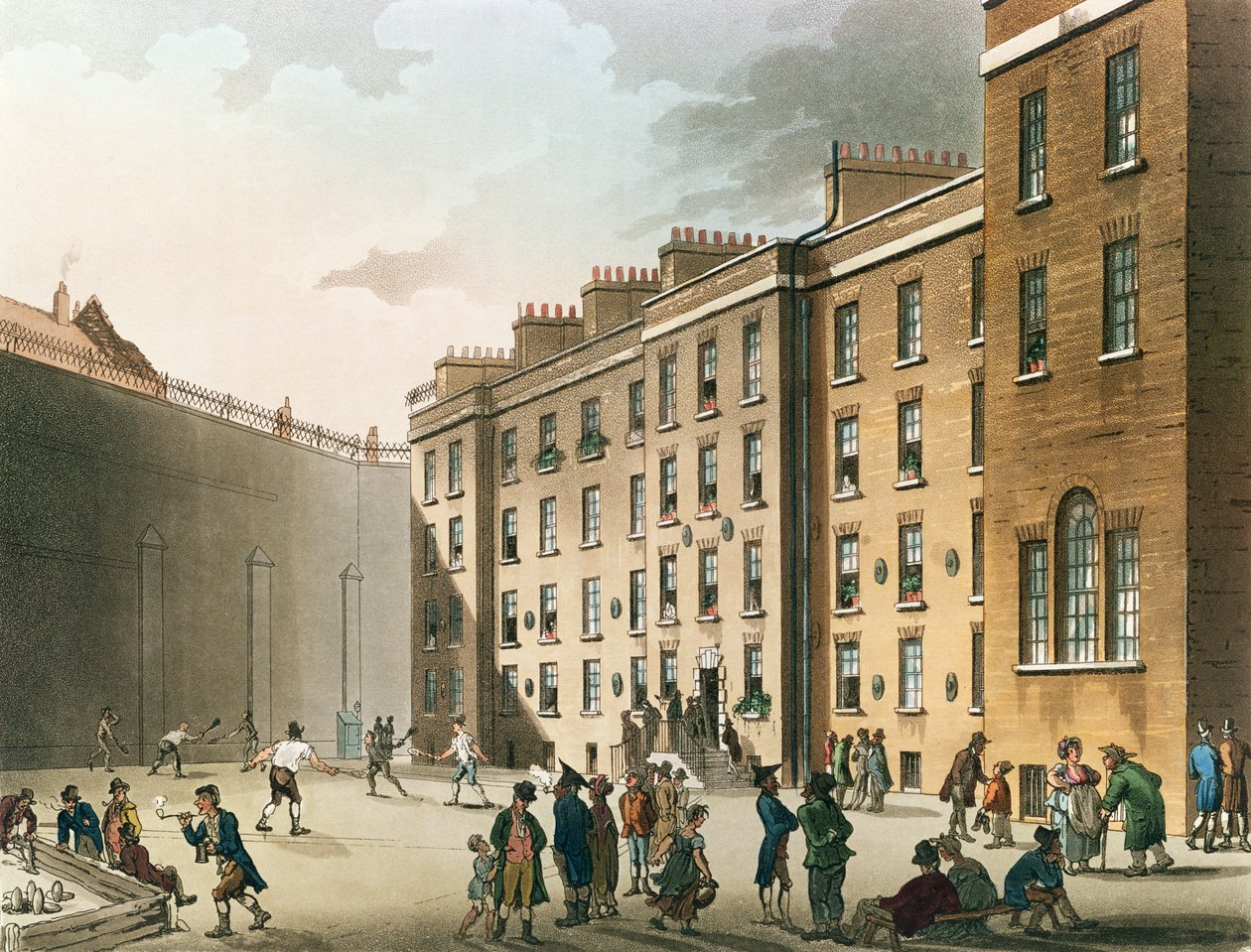 A prisão de frotas do "Microcosmo de Londres" de Ackermann, Volume II, 1809 (aquatint) de Pugin and Rowlandson