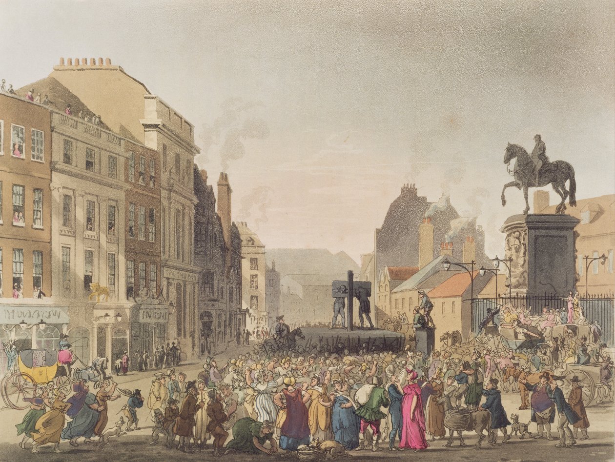 O Pelourinho, gravado por J. Bluck (fl.1791-1831) de "O Microcosmo de Londres", pub. por Rudolph Ackermann (1764-1834) 1808 (aquatinta) de Pugin and Rowlandson