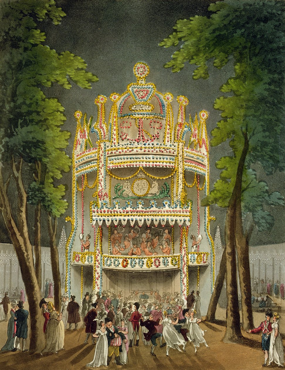 Jardins Vauxhall, 1808 (aquatinta) de Pugin and Rowlandson