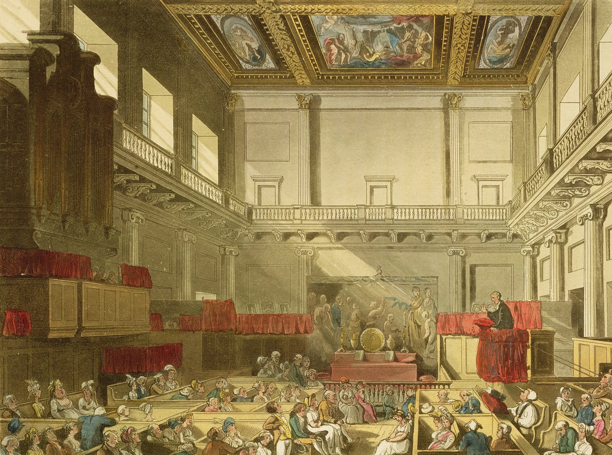 Whitehall, do "Microcosmo de Londres de Ackermann", gravado por John Bluck (fl.1791-1831) 1809 (aquatint) de Pugin and Rowlandson