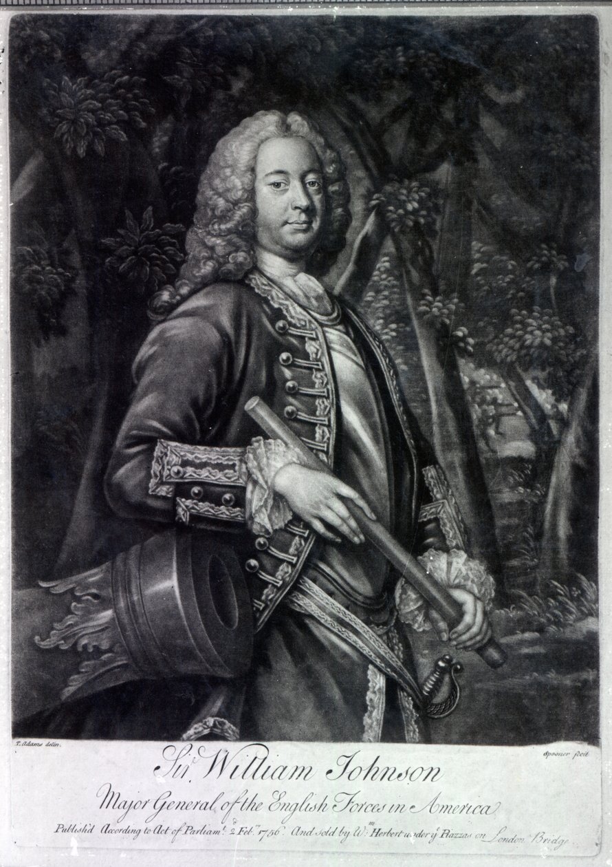 Sir William Johnson, gravado por Charles Spooner, 1756 (mezzotint) de T. Adams